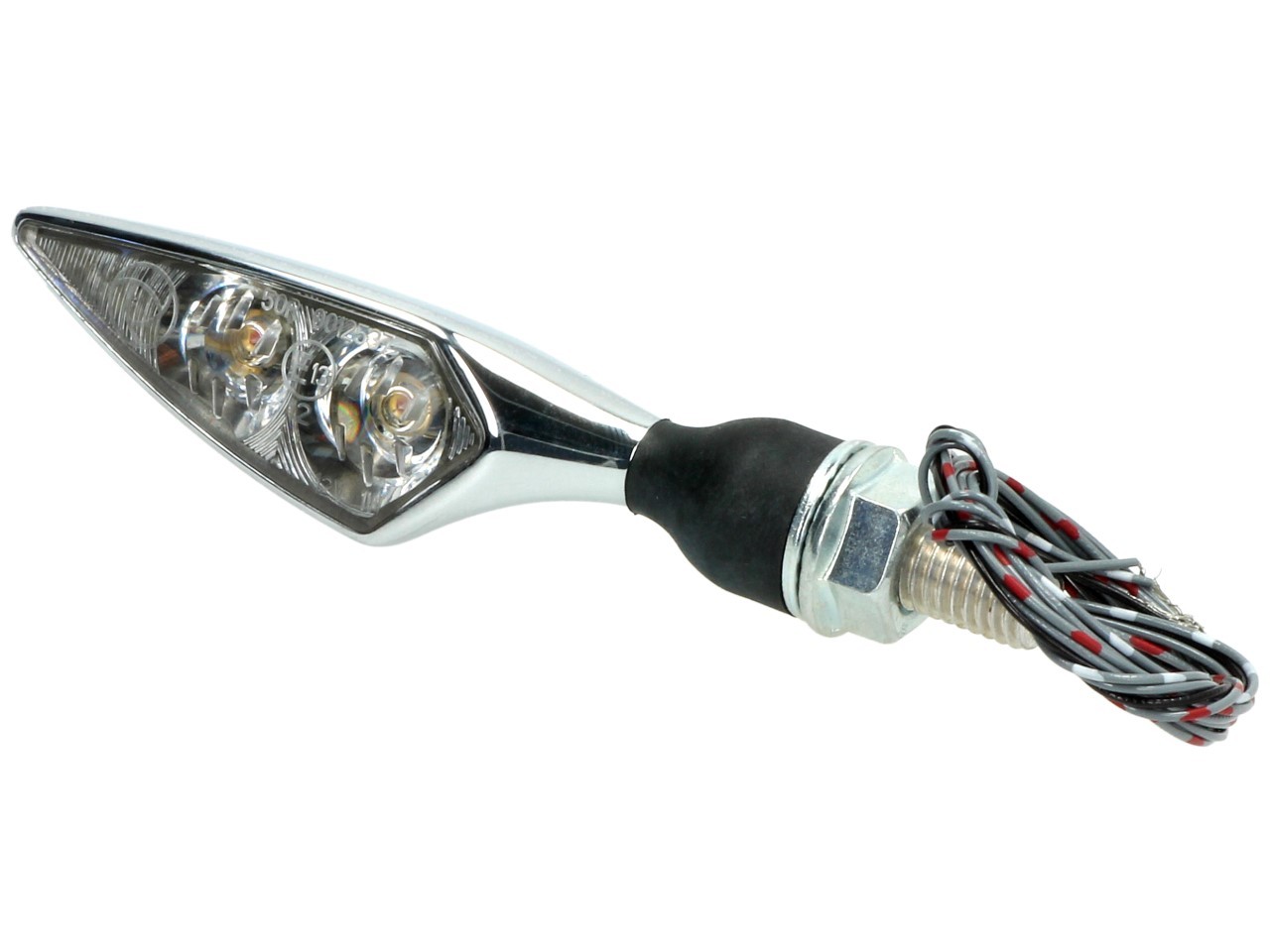 Indicador Kellermann, luz trasera y de freno, Rombo DF, acero, LED, HL, 12 V, cromo brillante, M8x20