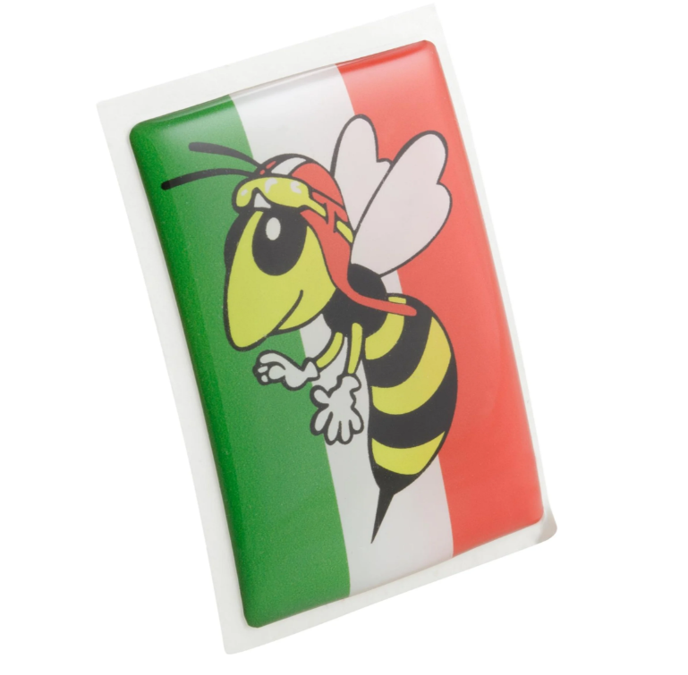 Emblema Vespa "Avispa" cascada de 4 esquinas, verde/blanco/rojo