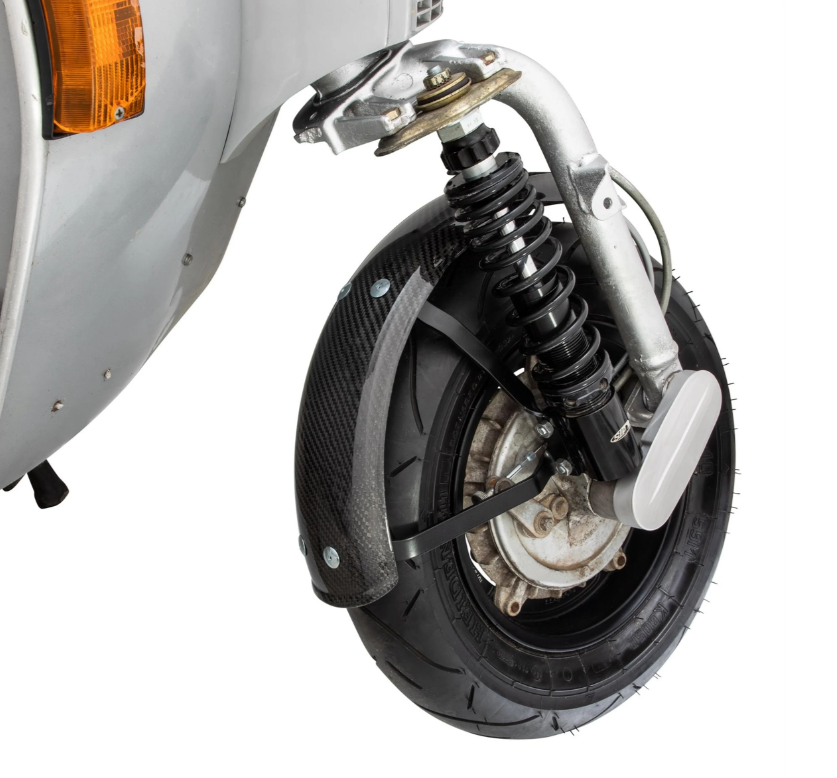 Guardabarros Garelli EVO II para Vespa PX 80-200ccm, carbono, soporte negro