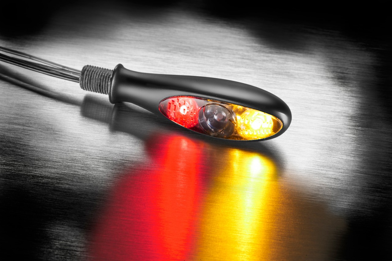 Indicador Kellermann, luz trasera y de freno, Micro S DF Dark, aluminio, LED, HL/HR, 12 V, negro mate