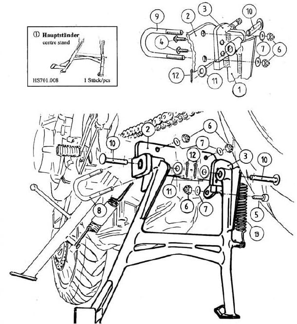 Caballete central negro para Honda CB 600 F Hornet (03-06) Hepco & Becker