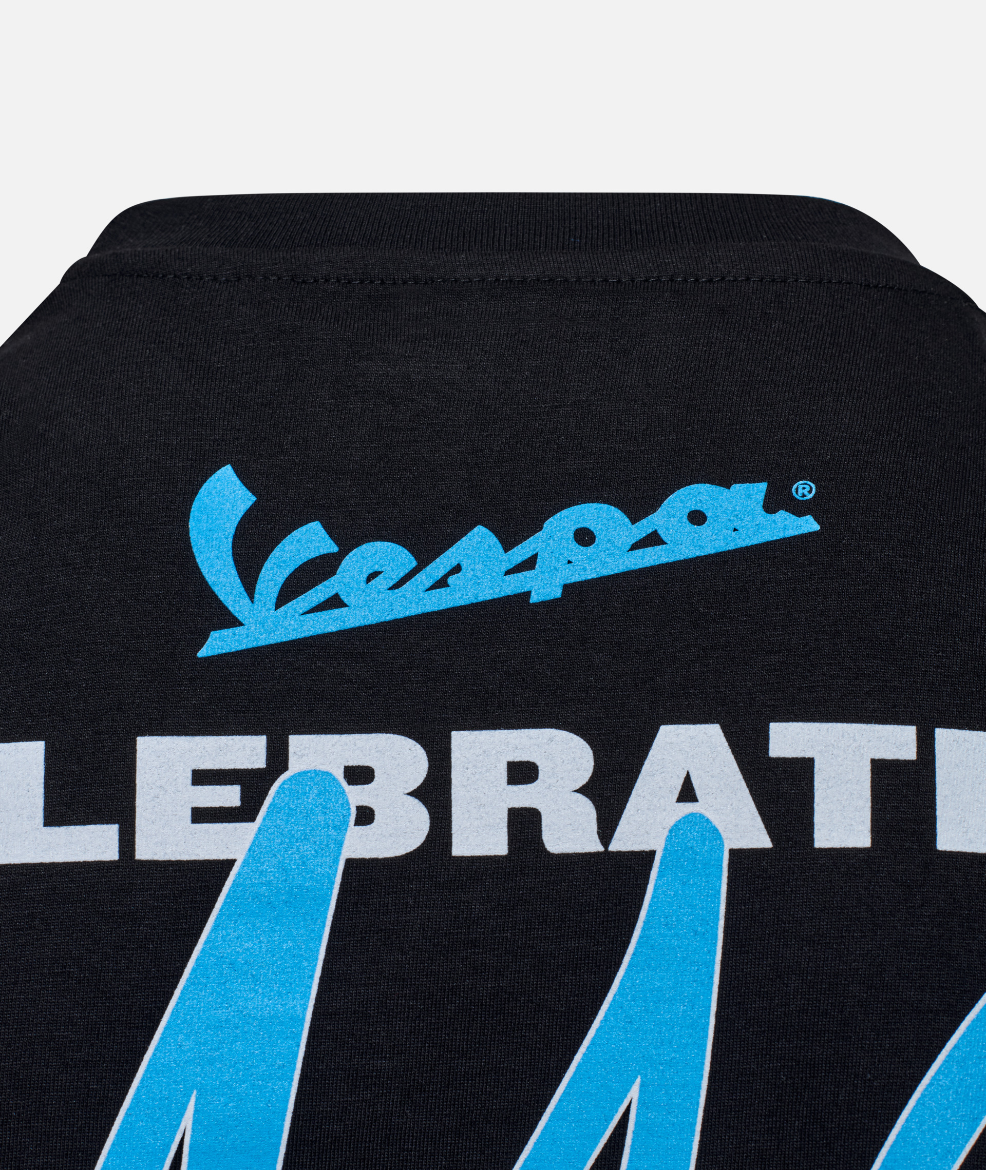 Camiseta Vespa "140 años Piaggio" negro azul
