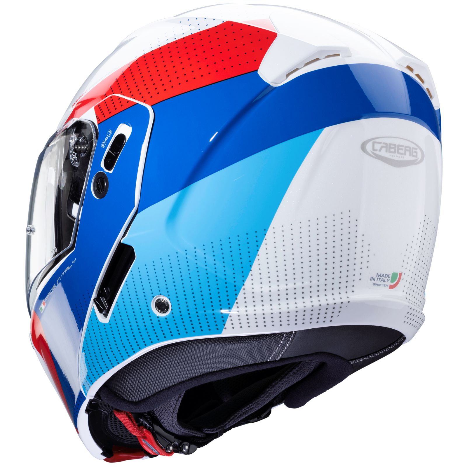 Casco Caberg Horus Scout, blanco metálico/azul rojizo
