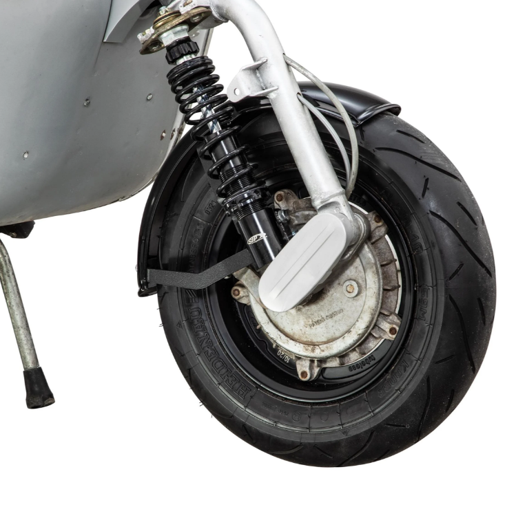 Guardabarros 2.0 Garelli para Vespa PX 80-200ccm, metal negro brillante, soporte negro