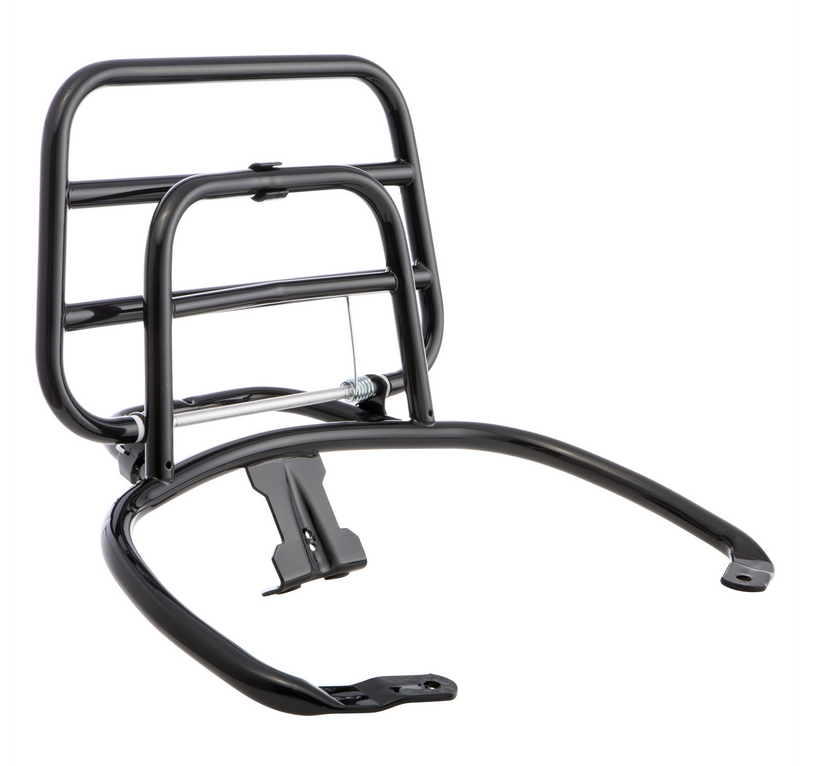 Portaequipajes trasero para Vespa Primavera /Sprint 50-150ccm, plegable, negro brillante