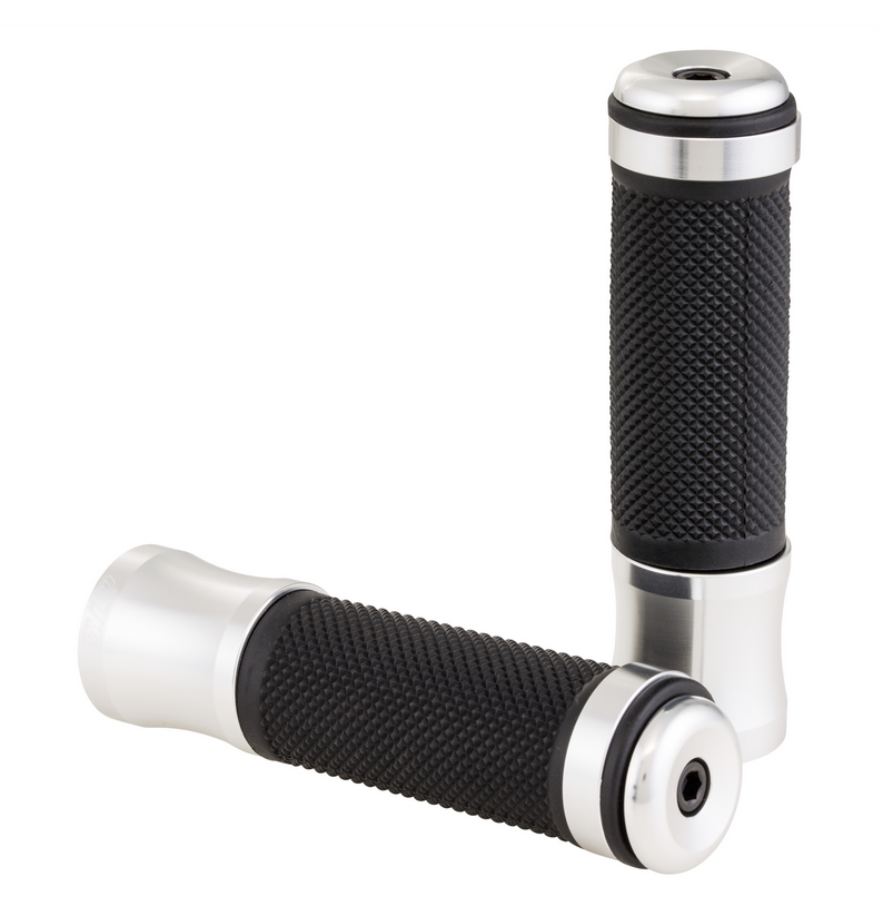 Puños Ø 24/24 mm, L 125 mm para Vespa PX 125-200cc, negro/plata