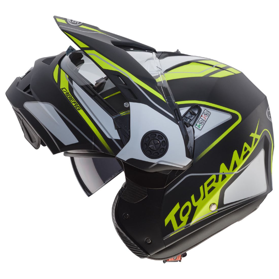 Casco Caberg Tourmax Marathon, negro mate/blanco-amarillo