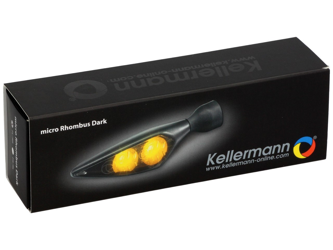 Indicador Kellermann, Rhombus Dark, acero, LED, VR/HL, 12 V, negro satinado, M8x20, homologado E