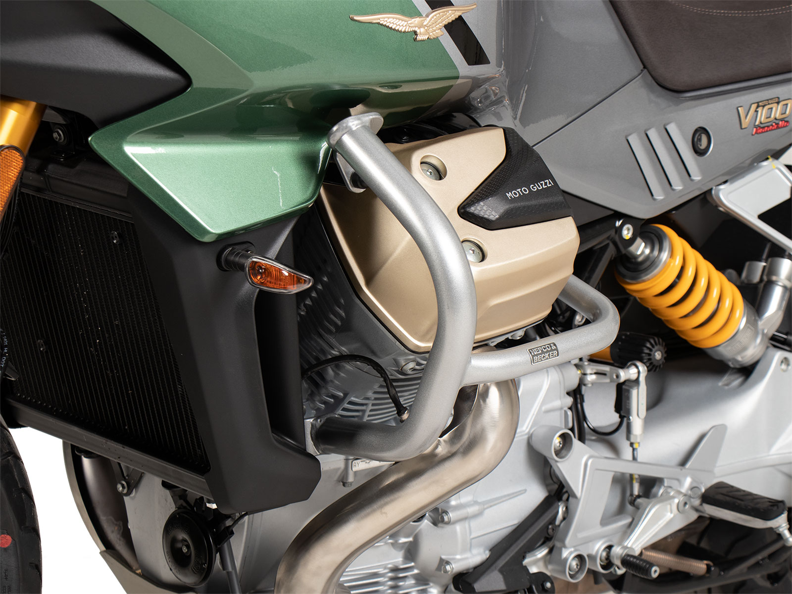Guardamotor plateado para Moto Guzzi V100 Mandello Hepco & Becker