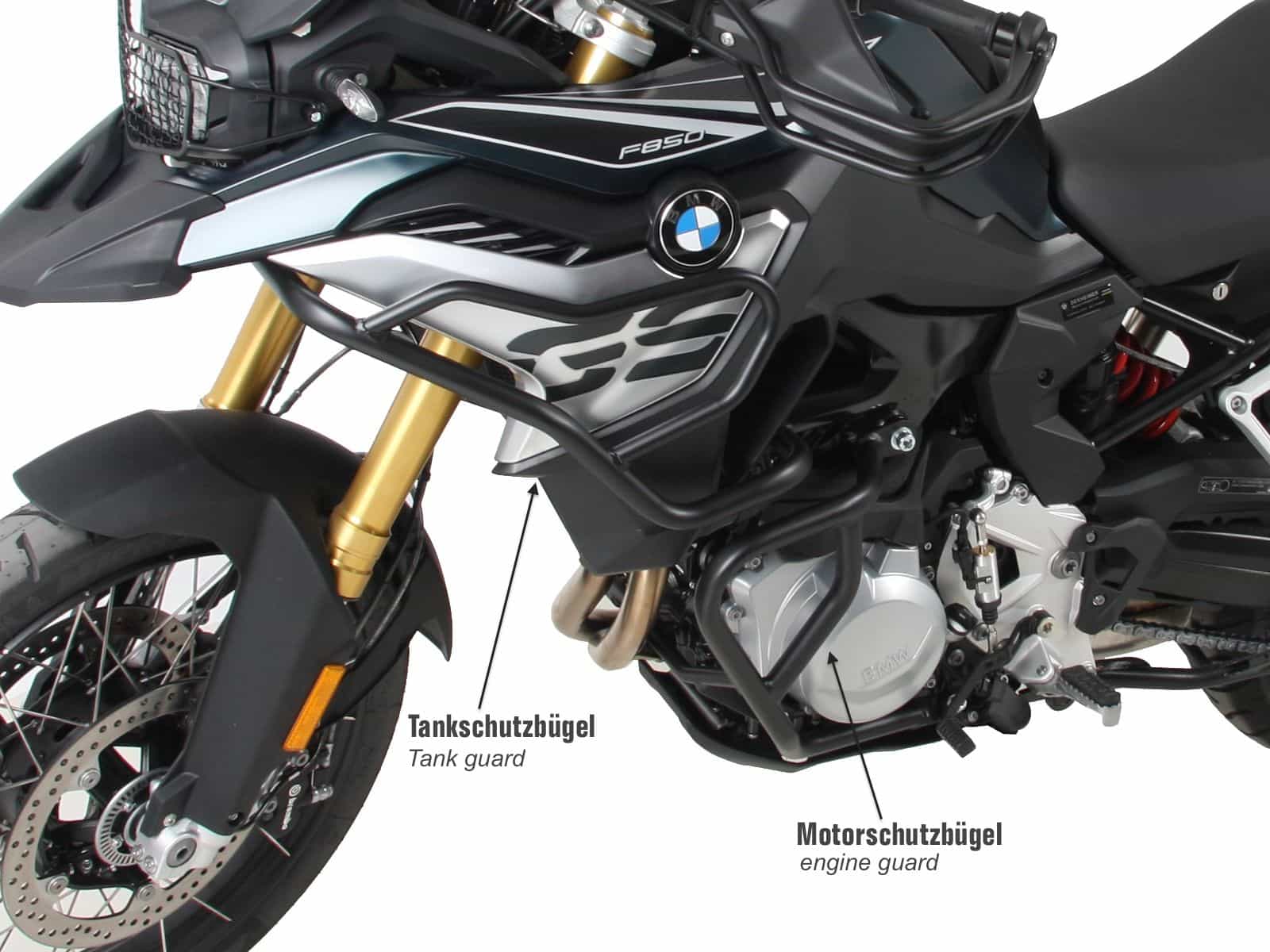 Barra protectora de depósito negra para BMW F 750 GS Hepco & Becker