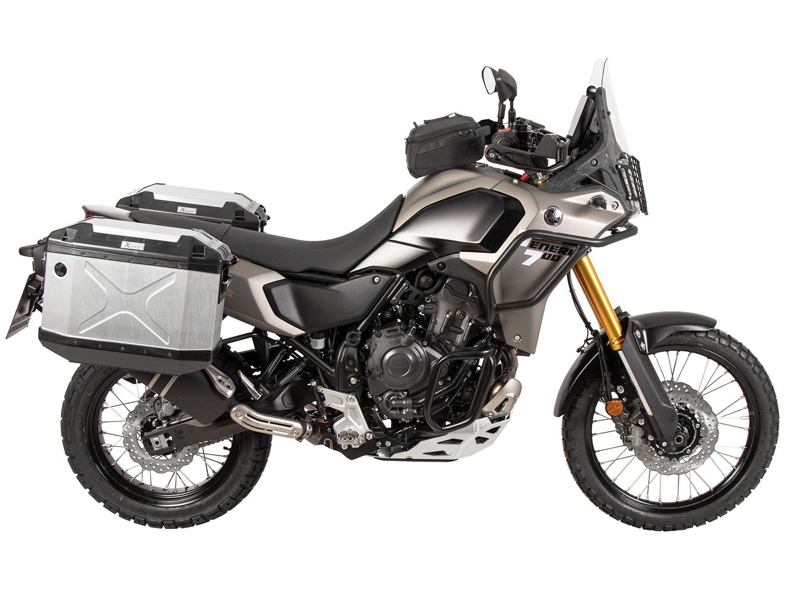 Juego portamaletas Cutout acero inoxidable incl. juego portamaletas Xplorer Cutout plata para Yamaha Ténéré 700 (25-)