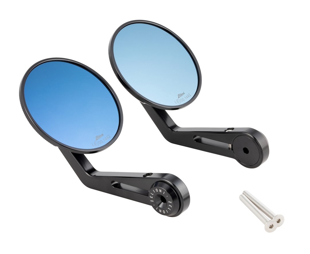 Espejo final de manillar ZELIONI para Vespa, derecha e izquierda, anodizado negro