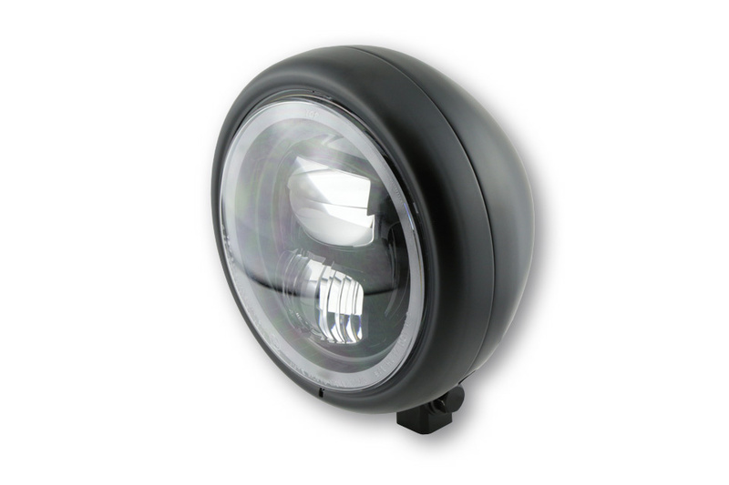 HIGHSIDER pro 5 3/4 pulgadas Faro delantero Pecos Tipo 7 LED Negro Mate Con anillo de luz de estacionamiento, homologado E (1S
