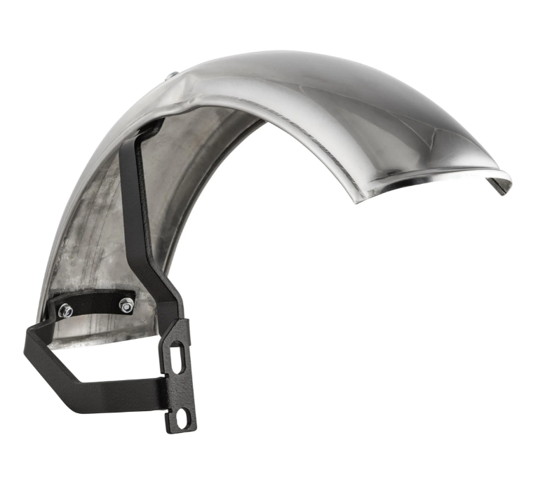 Guardabarros 2.0 Garelli para Vespa PX 80-200ccm, acero inoxidable pulido, soporte negro
