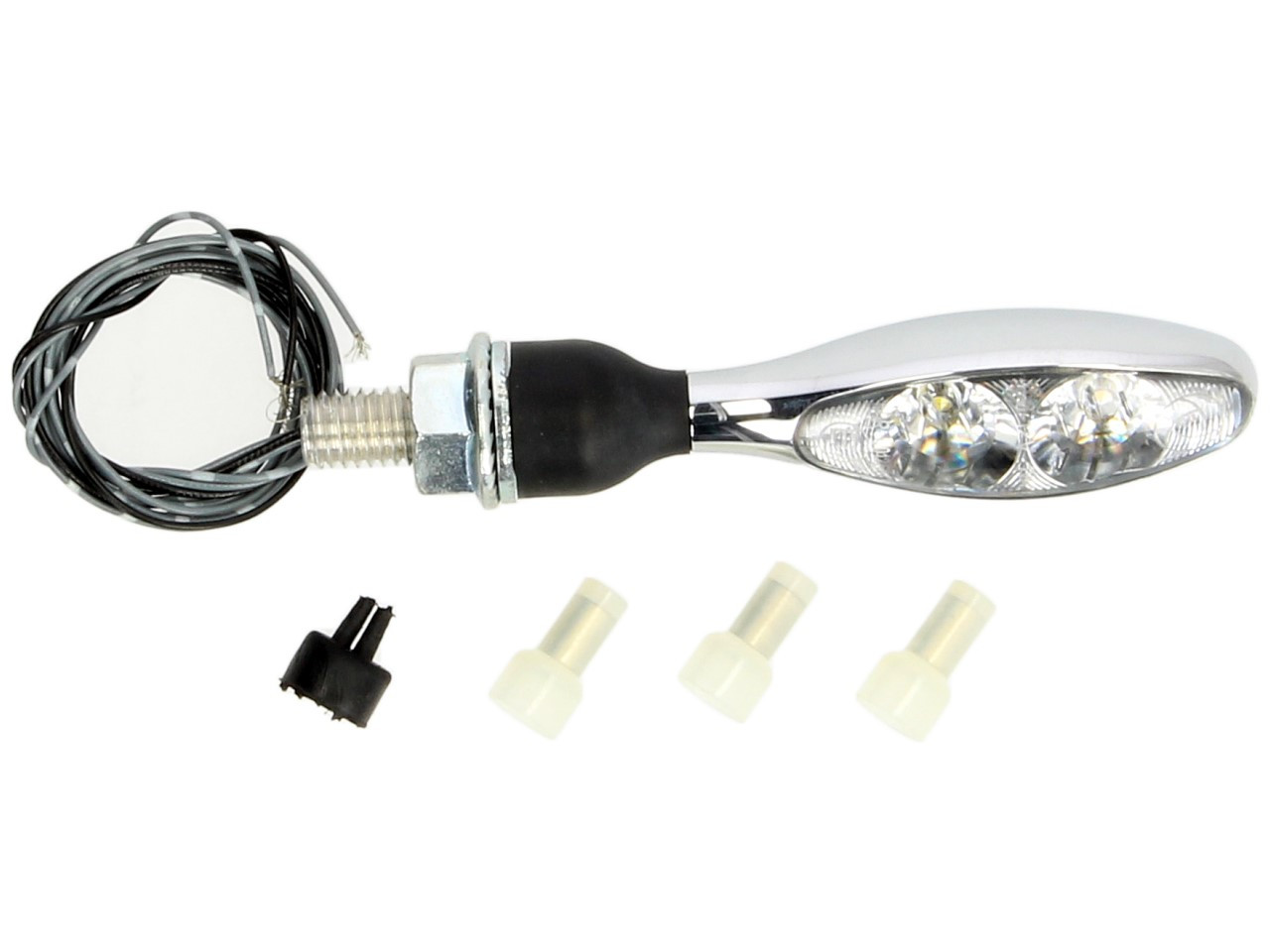 Indicador Kellermann con luz de posición, Micro 1000 PL, acero, LED, VL/VR, 12 V, cromo brillante, M8x20