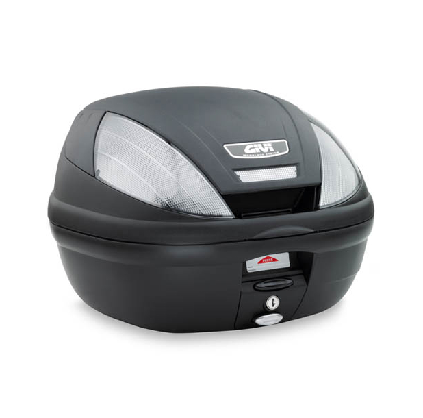 E370 TECH MONOLOCK topcase con reflectores transparentes y placa Givi