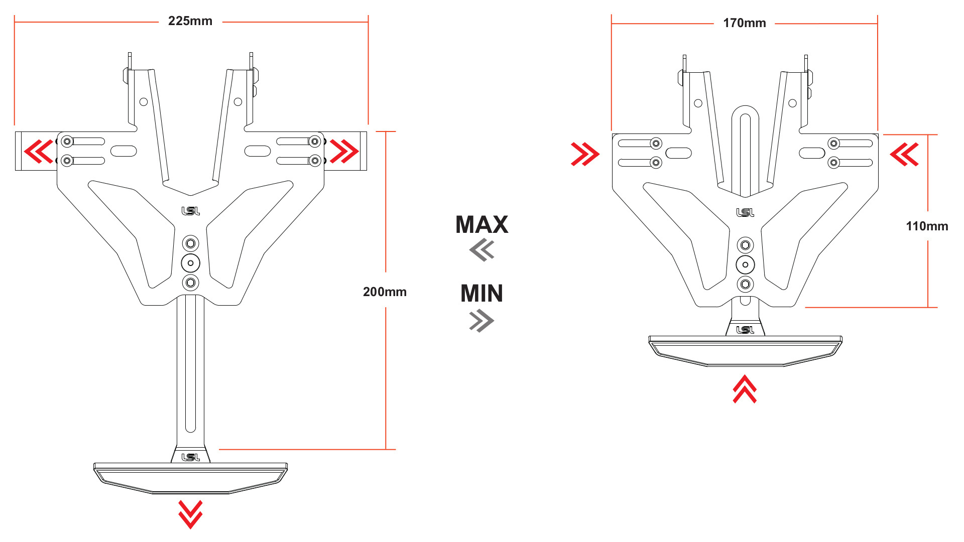 Soporte de matrícula corto incl. luz de matrícula para Honda CB 750 Hornet (23-)