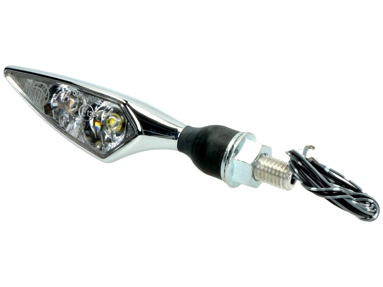Indicador Kellermann con luz de posición, Rhombus PL, acero, LED, VR, 12 V, cromo brillante, M8x20