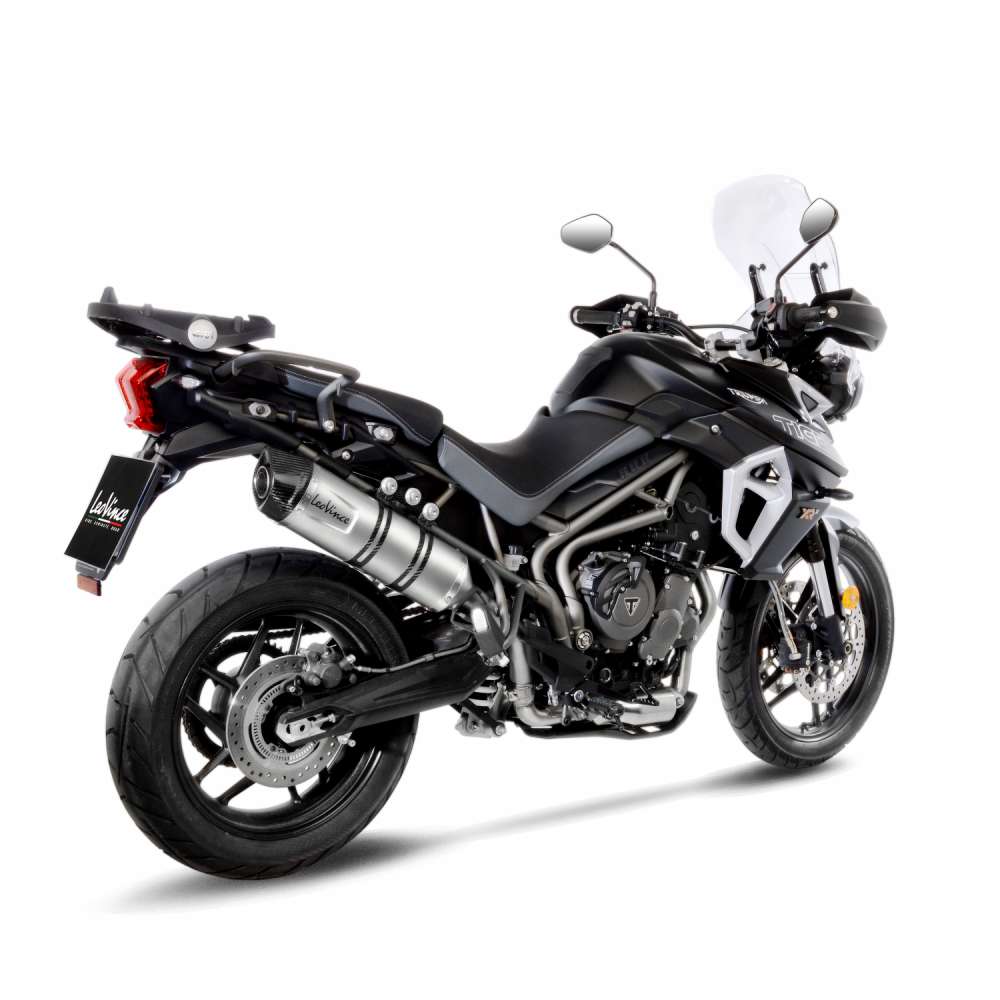 Sistema de escape LeoVince LV One Evo para Triumph Tiger 800, acero inoxidable plata, slip on, Euro4, homologación E