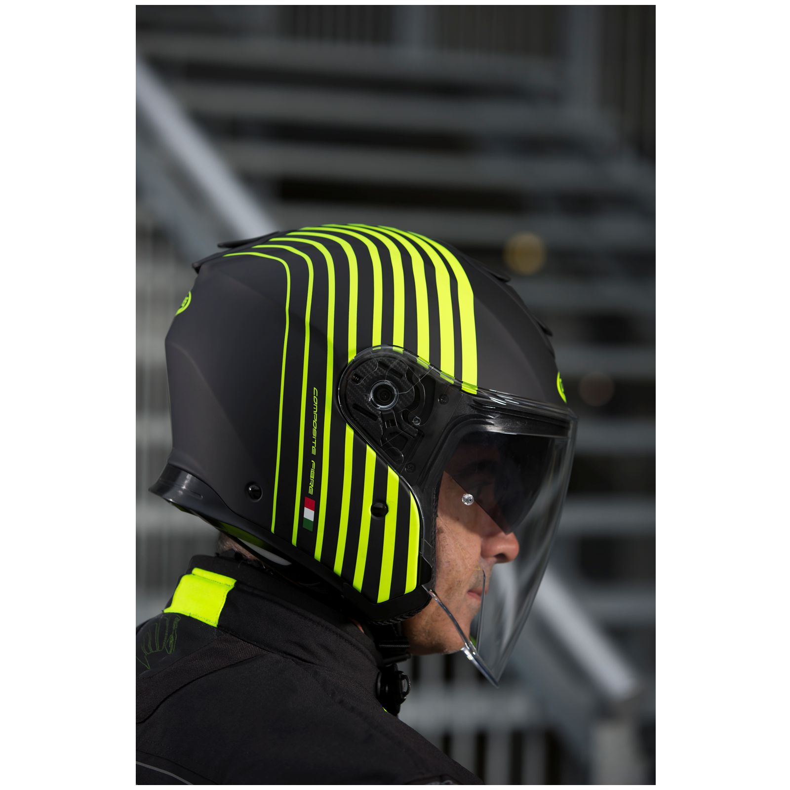 Casco Caberg Flyon Bakari, negro mate/amarillo fluo