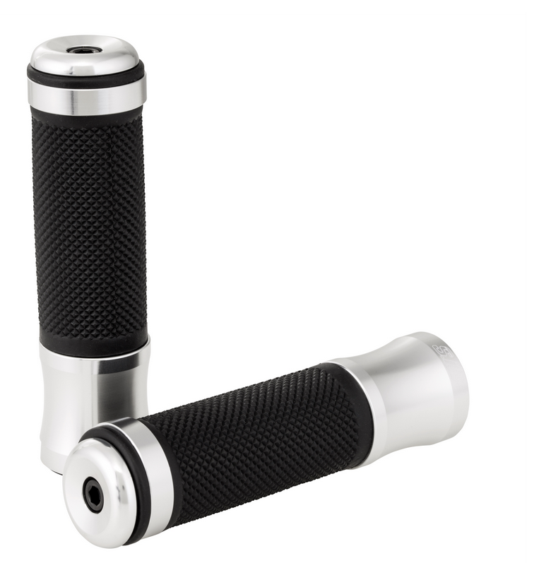 Puños Ø 24/24 mm, L 125 mm para Vespa PX 125-200cc, negro/plata