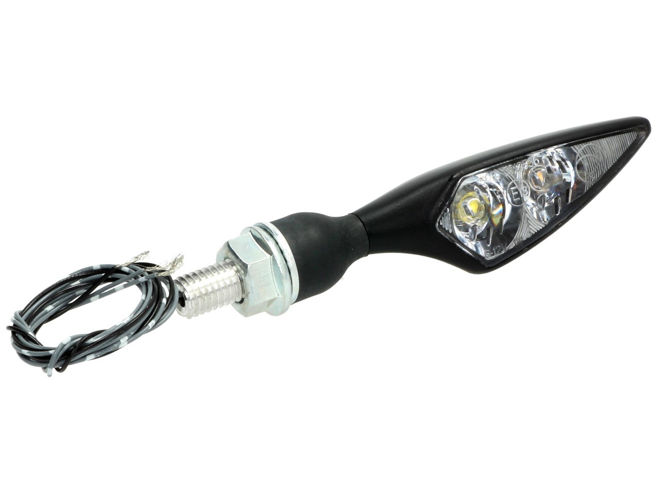 Indicador Kellermann, Rhombus PL, acero, LED, frontal izquierdo, 12 V, negro satinado, homologado E