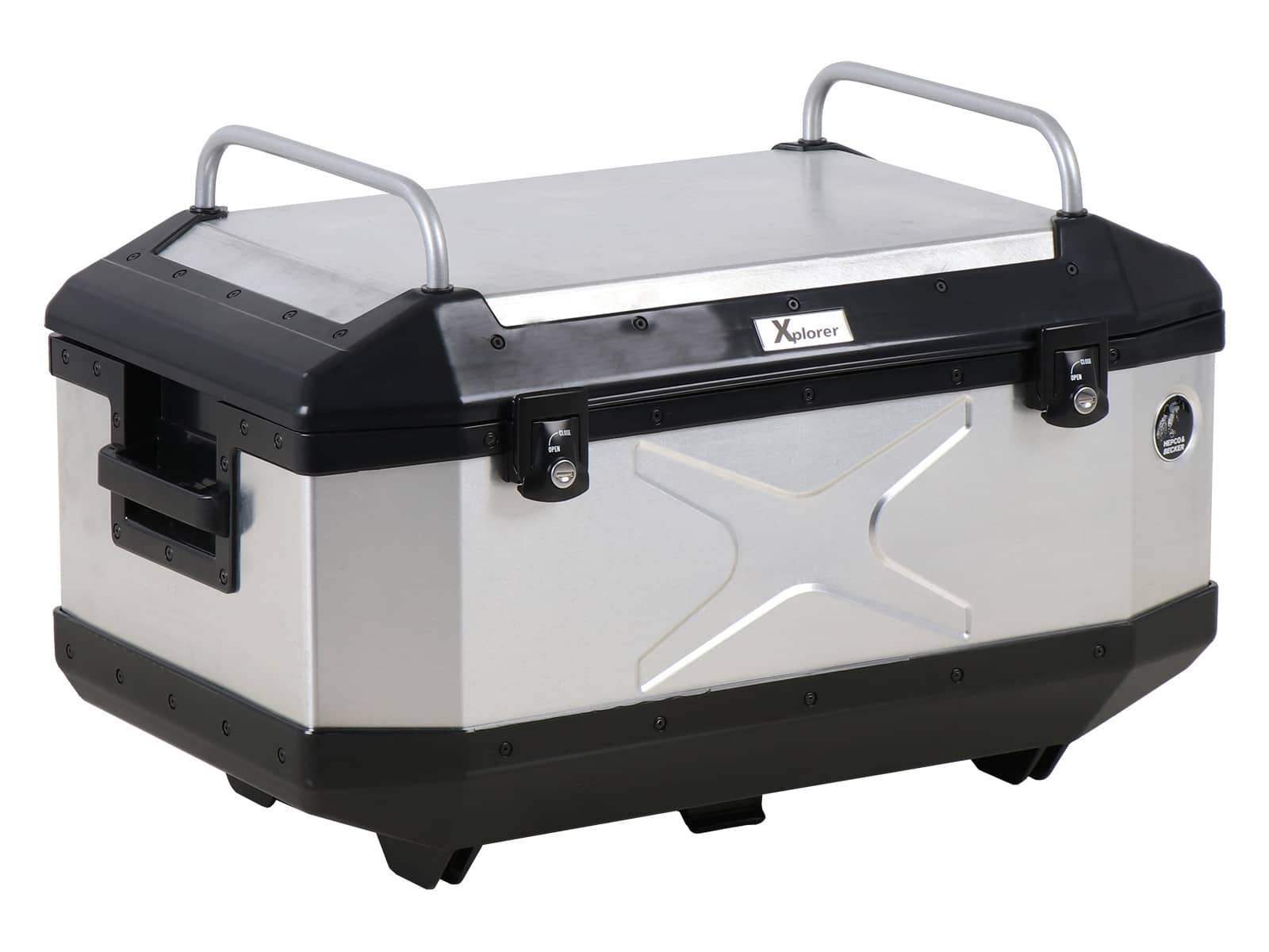 Maletín superior de aluminio Xplorer 60 litros aluminio plata Hepco & Becker