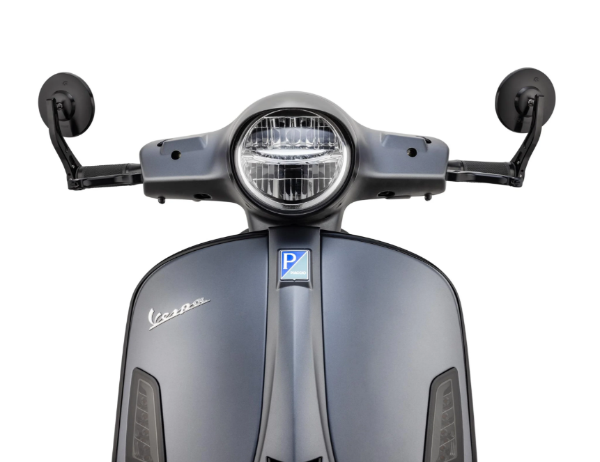 Espejo de extremo de manillar para Vespa, izquierdo o derecho, redondo, negro brillante