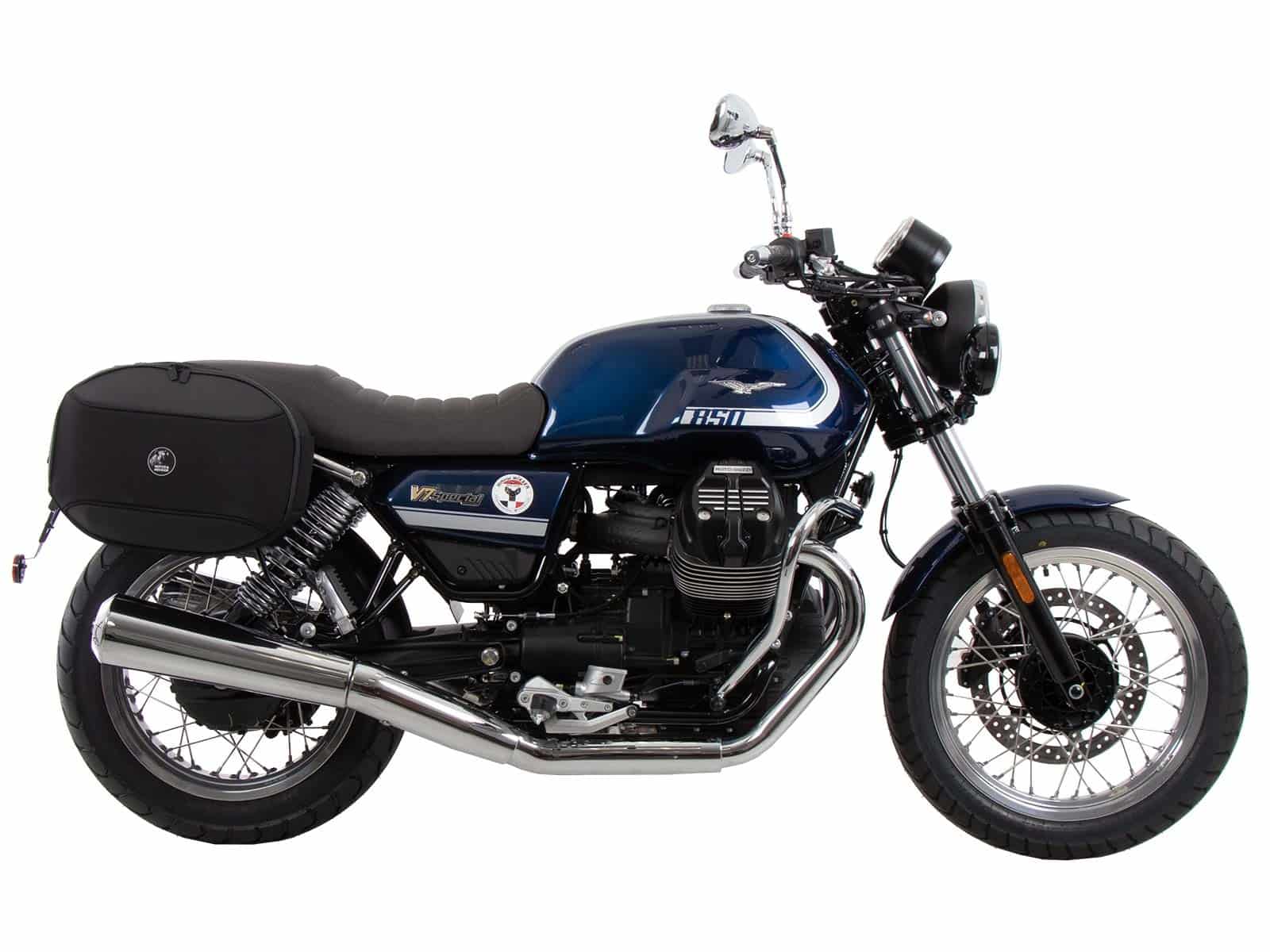 Soporte lateral C-Bow negro para Moto Guzzi V7 850 Special/Stone/Centenario (21-24) Hepco & Becker