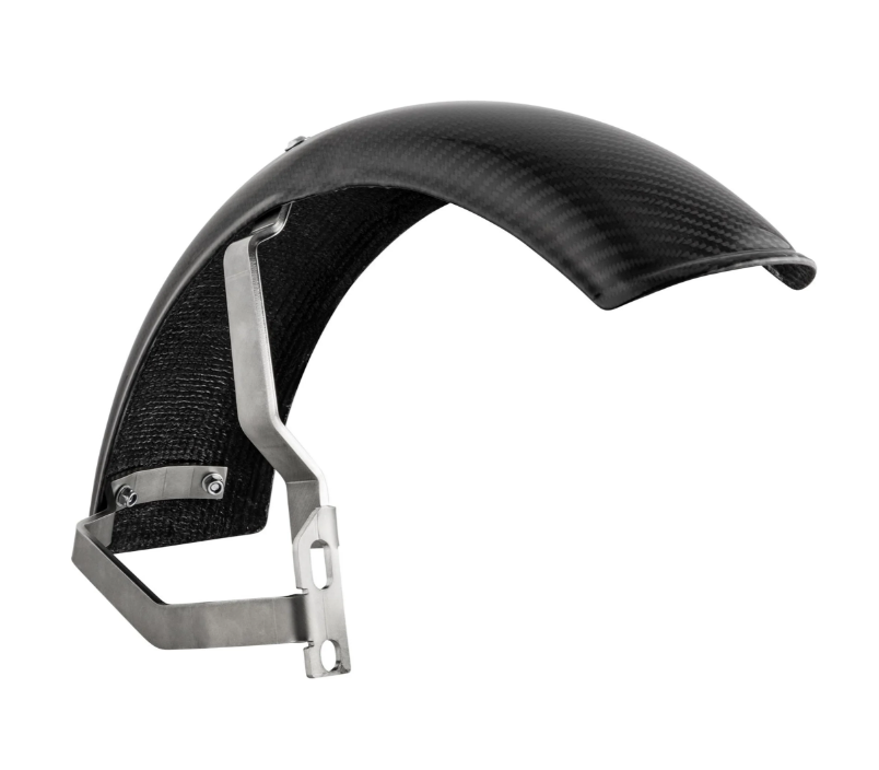 Guardabarros 2.0 Garelli EVO II para Vespa PX 80-200ccm, carbono transparente, soporte de acero inoxidable