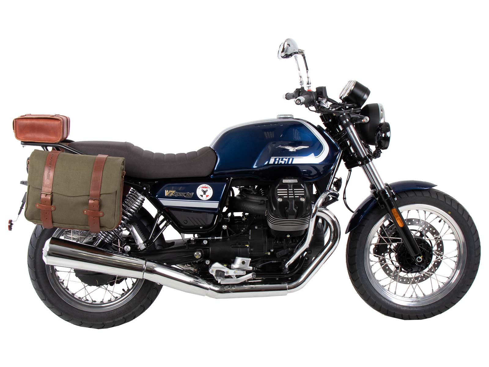 Soporte lateral C-Bow negro para Moto Guzzi V7 850 Special/Stone/Centenario (21-24) Hepco & Becker