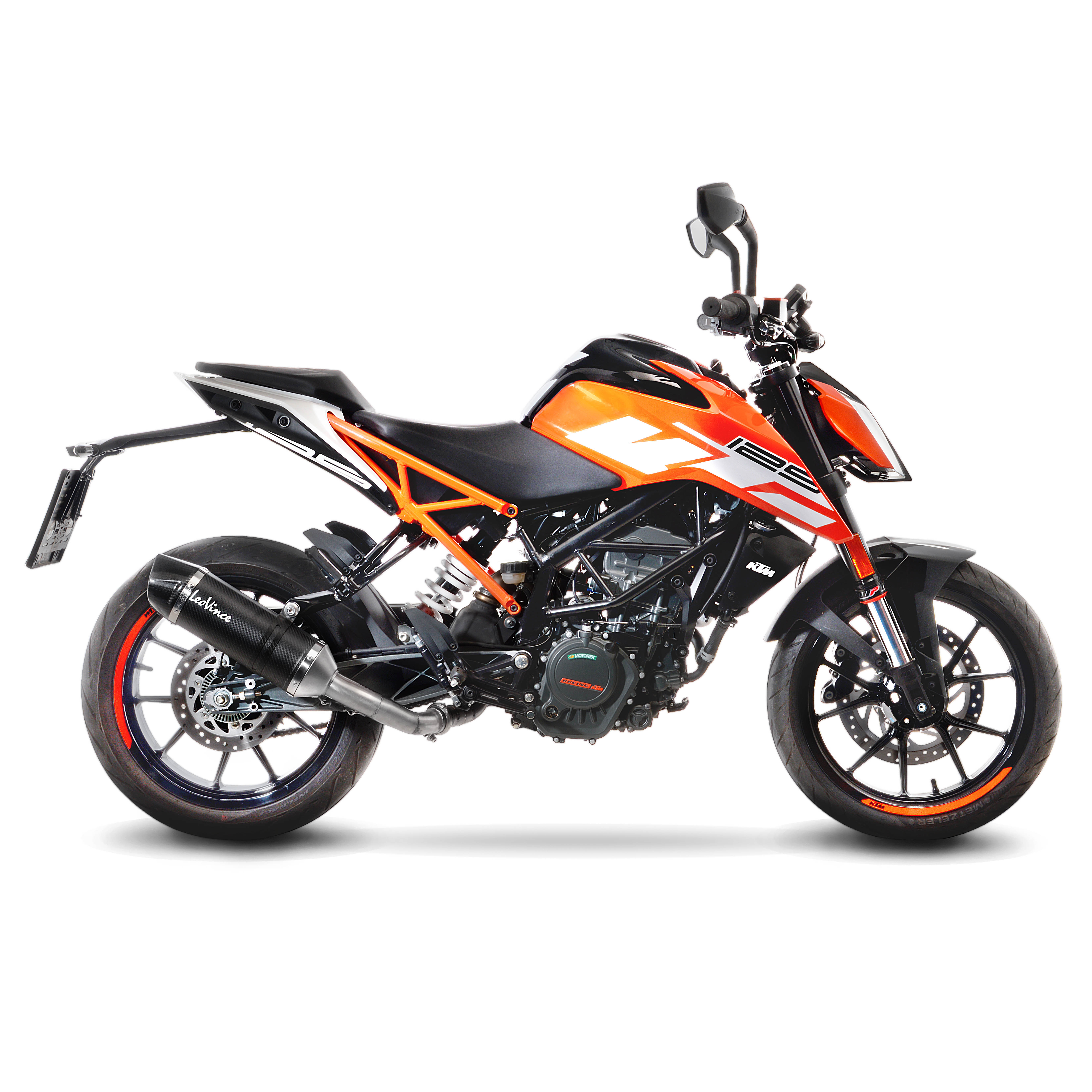 Sistema de escape LeoVince SBK LV One Evo 2, carbono, slip on para KTM Duke / RC (Bj.17-19)