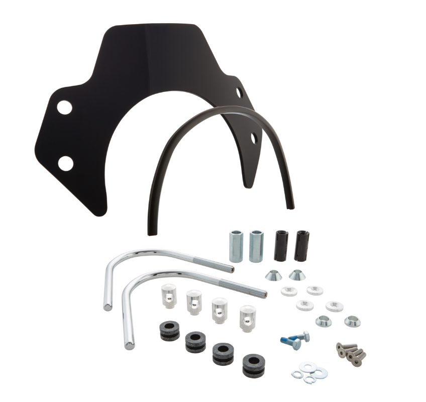 Flyscreen para Vespa GTS/GTS Super/GT/GT L 125-300cc, soportes plateados, tintado negro