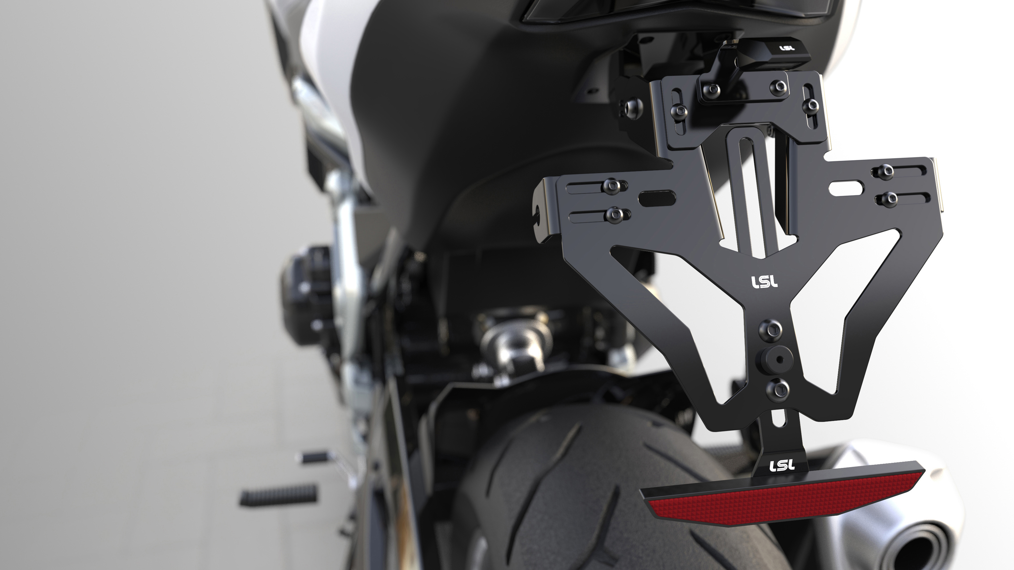Soporte de matrícula corto incl. luz de matrícula para Honda CB 750 Hornet (23-)