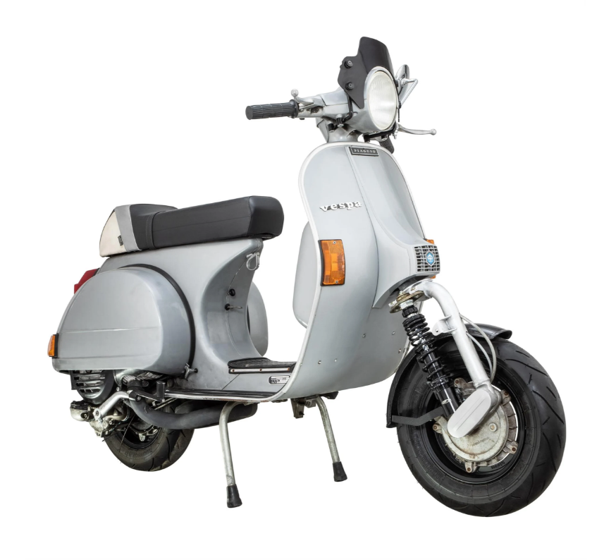 Guardabarros 2.0 Garelli EVO II para Vespa PX 80-200ccm, carbono transparente, soporte negro