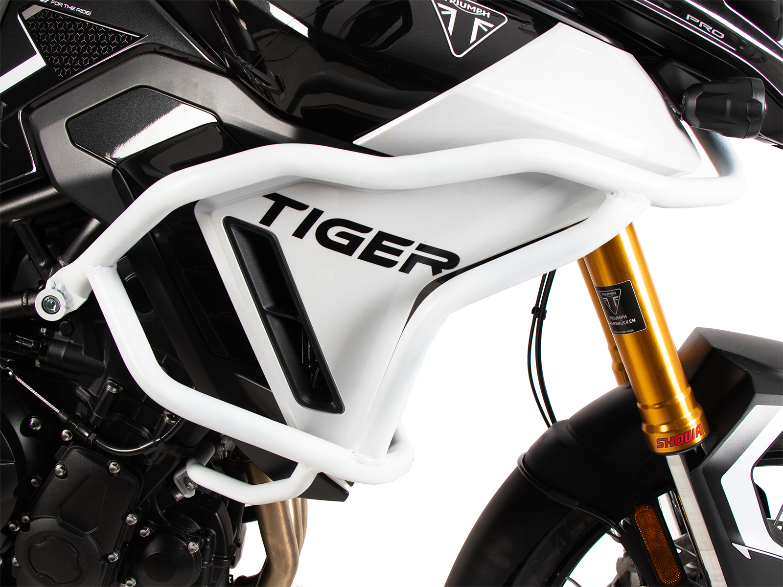 Barra de protección del depósito "Solid" blanca para Triumph Tiger 900 Rally Pro (24-) Hepco & Becker