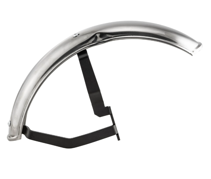 Guardabarros 2.0 Garelli para Vespa PX 80-200ccm, acero inoxidable pulido, soporte negro