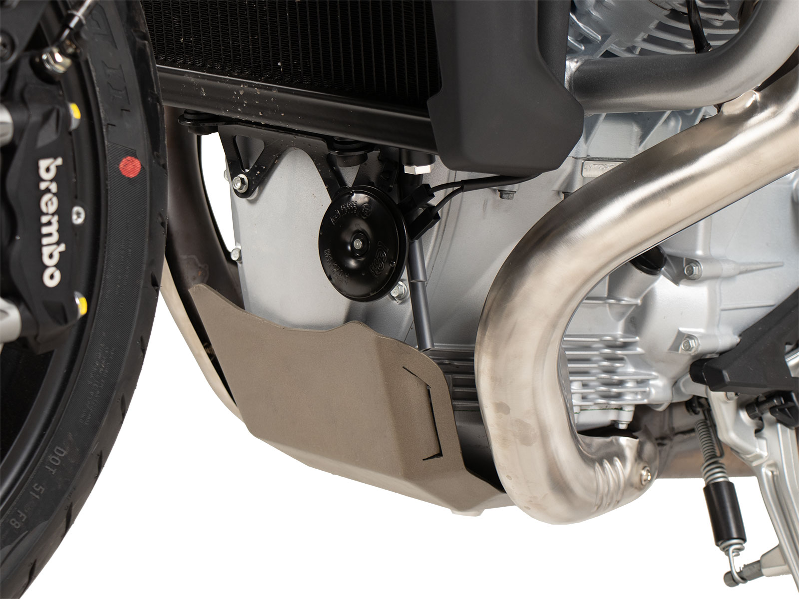 Spoiler de proa anodizado titanio para Moto Guzzi V100 Mandello Hepco & Becker