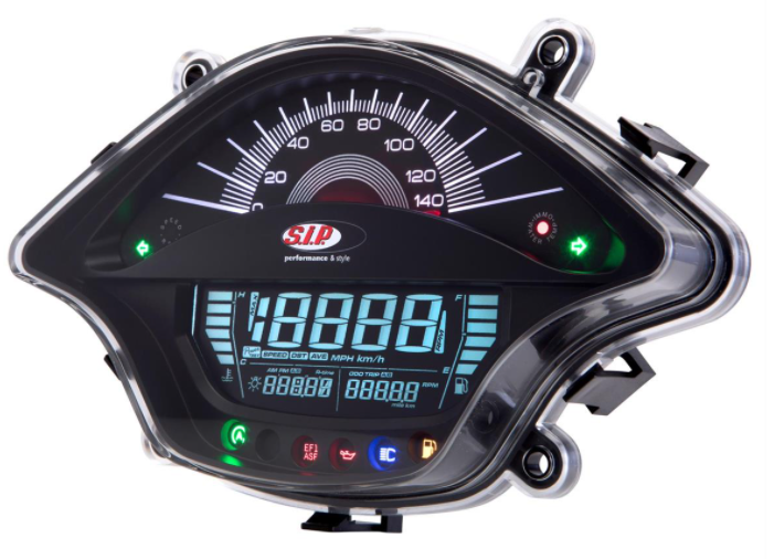 Cuentarrevoluciones/Tacho para Vespa Primavera/Sprint 50-150cc 2T/4T AC, negro
