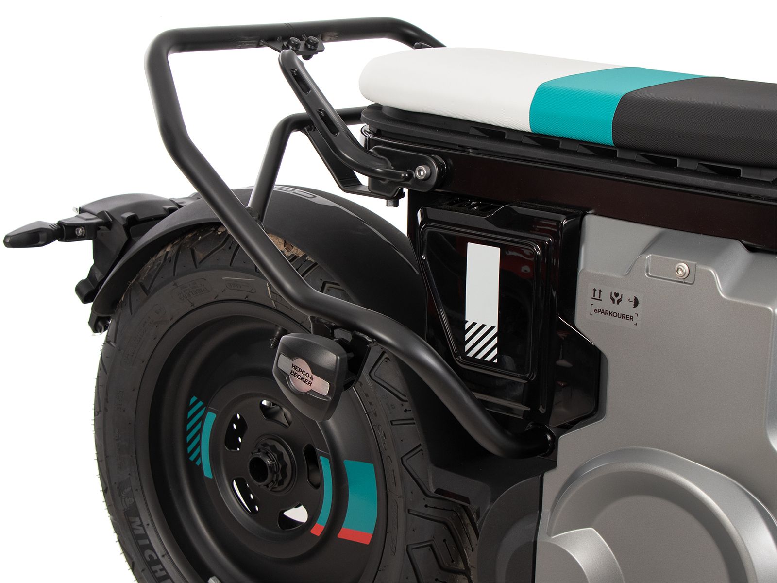 Barra de protección trasera negra para BMW CE 02 (23-) Hepco & Becker
