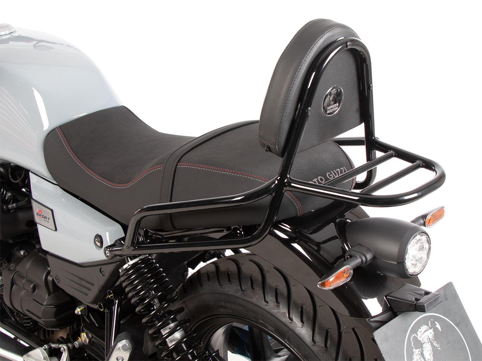 Sissybar con portaequipajes negro para Moto Guzzi V7 850 Sport (25-) Hepco & Becker