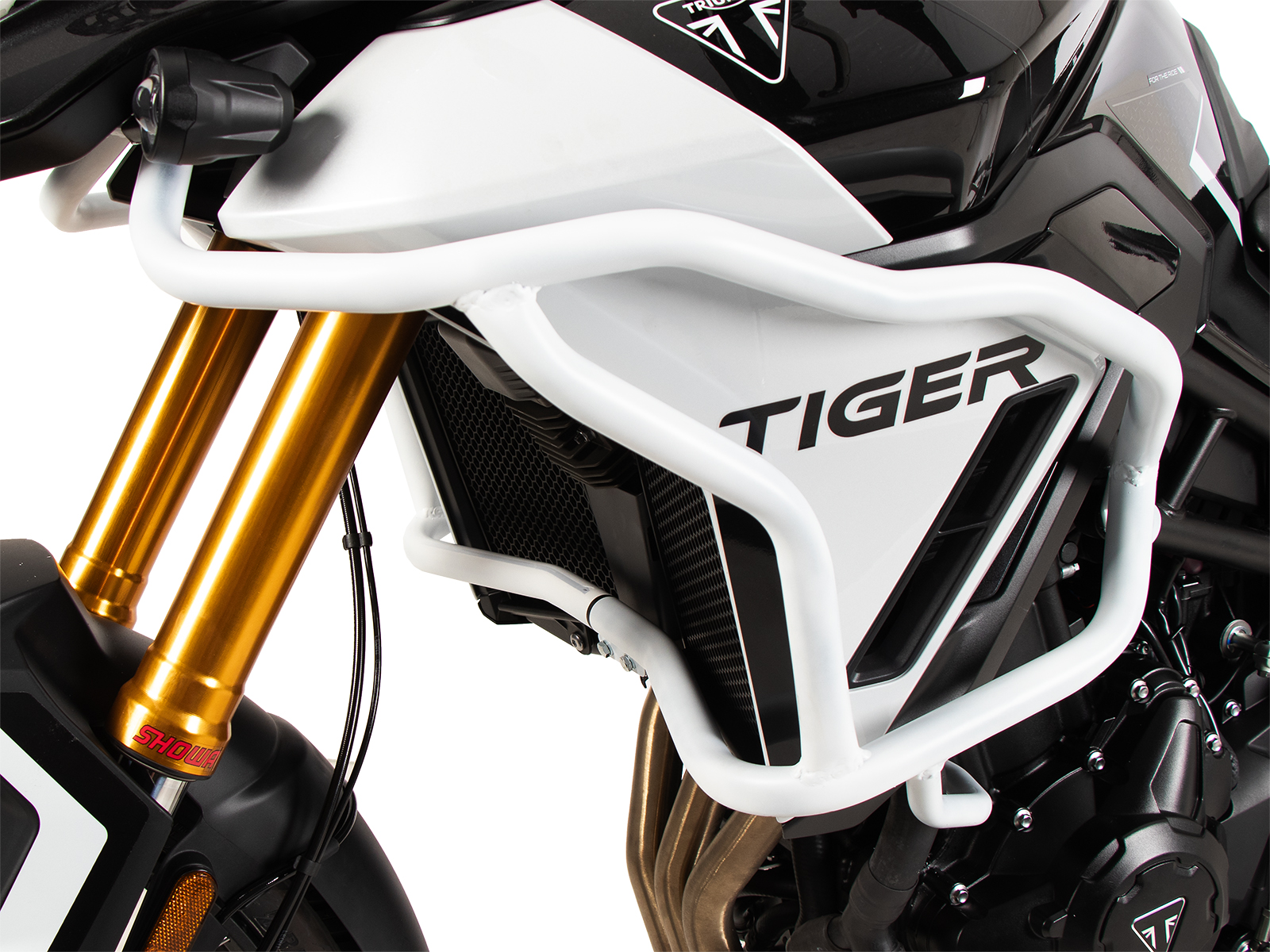 Barra de protección del depósito "Solid" blanca para Triumph Tiger 900 Rally Pro (24-) Hepco & Becker