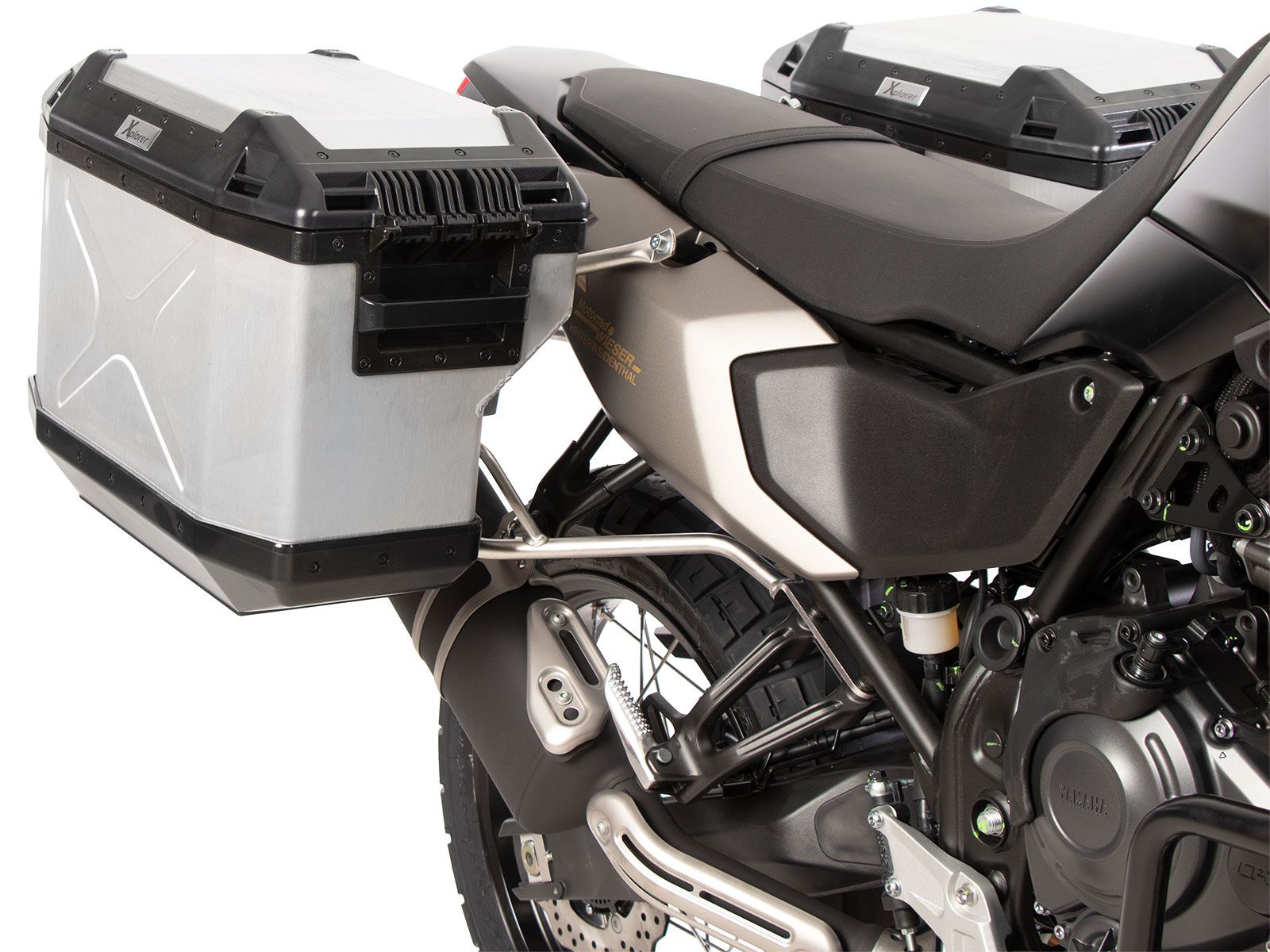 Juego portamaletas Cutout acero inoxidable incl. juego portamaletas Xplorer Cutout plata para Yamaha Ténéré 700 (25-)