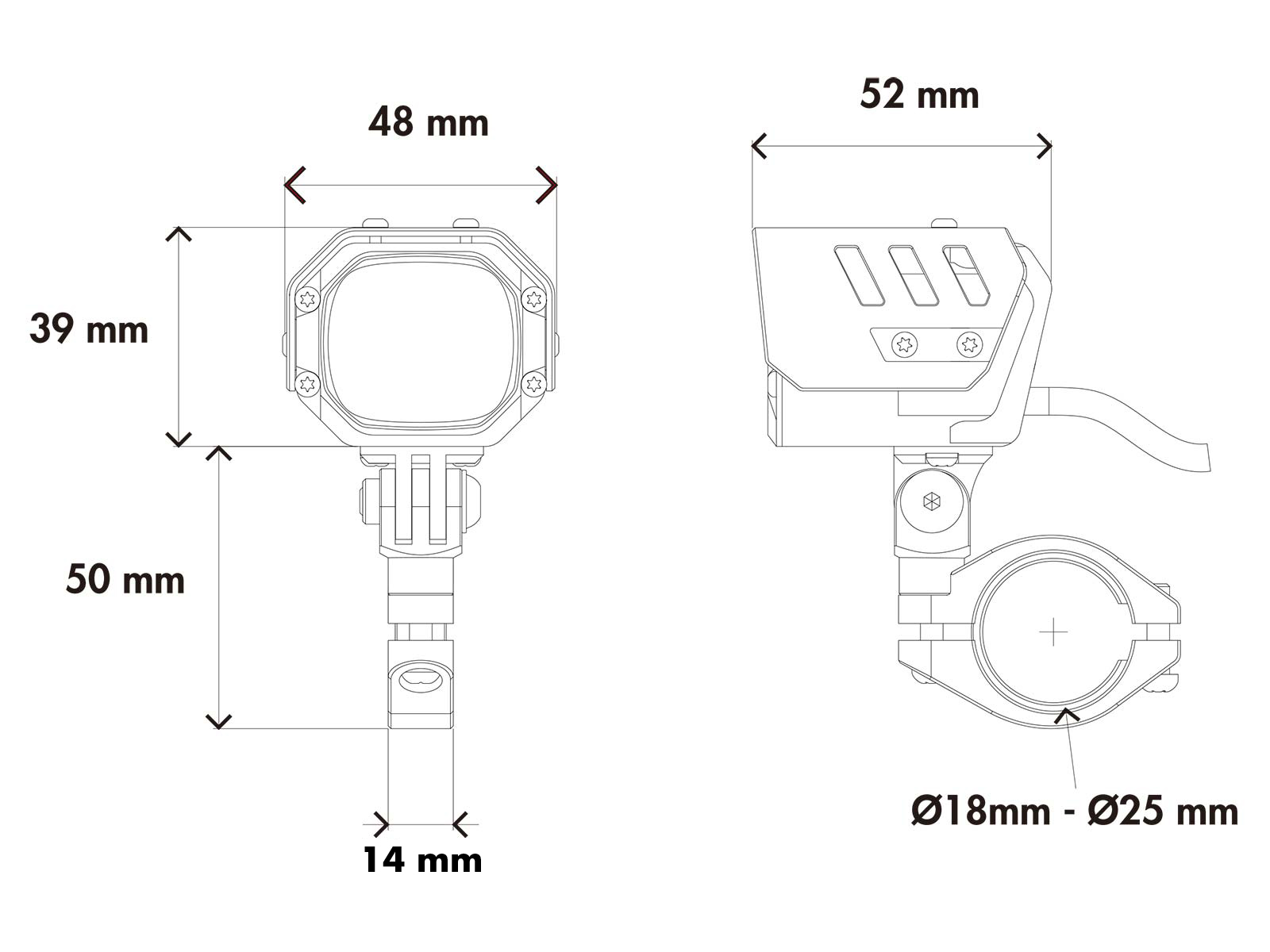 Faro auxiliar LED Nova incl. fijación universal para tubo Ø18-25mm Hepco & Becker