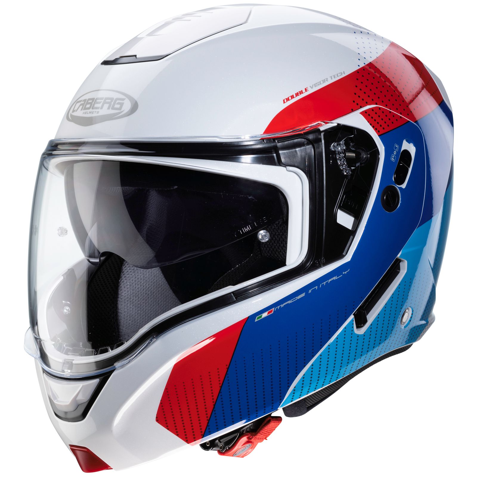 Casco Caberg Horus Scout, blanco metálico/azul rojizo