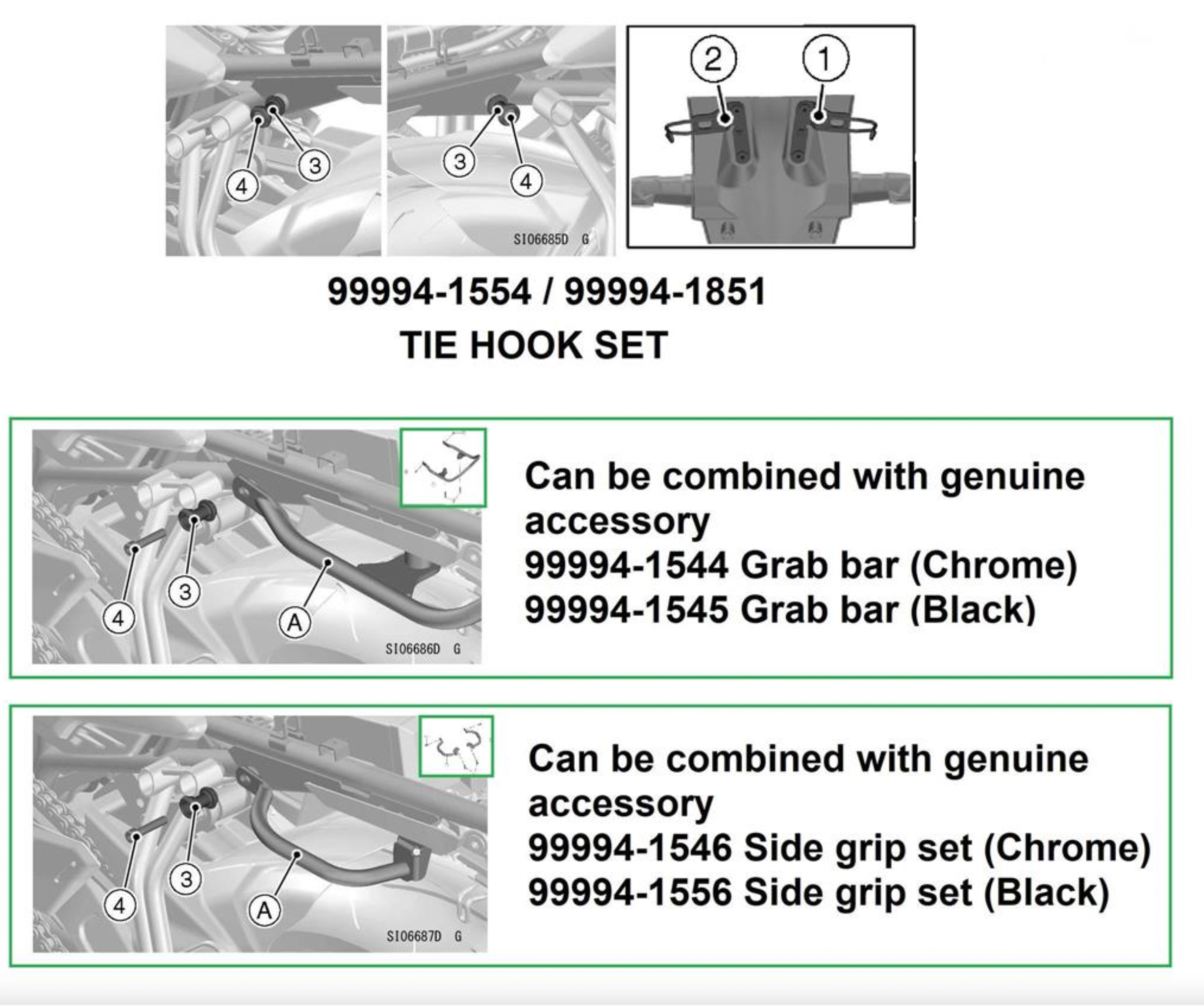 Juego de ganchos y soportes de equipaje para Kawasaki para Z 650 RS 2022- original