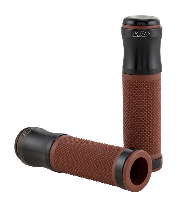 Puños Ø 24/24 mm, L 125 mm para Vespa PX 125-200cc, negro brillante/marrón