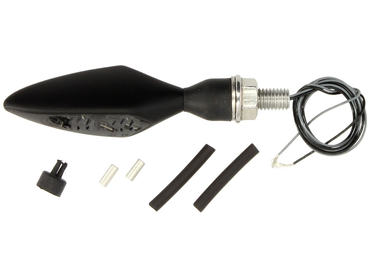 Indicador Kellermann, Rhombus Dark, acero, LED, VR/HL, 12 V, negro satinado, M8x20, homologado E