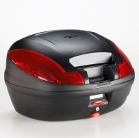 E470 Simply III MONOLOCK Topcase negro con reflectores rojos y placa sin tapa Givi