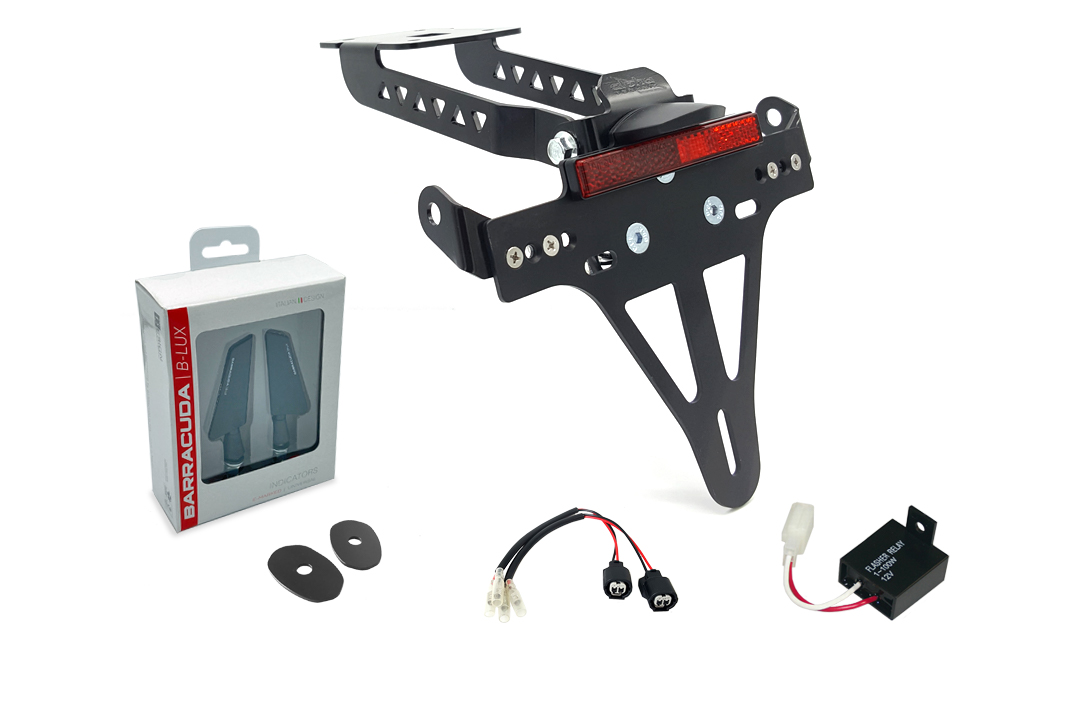 alpha Technik Kennzeichenhalter-Blinker-Kit SQ-LED (vorne + hinten) für Kawasaki Z650 und Ninja 650